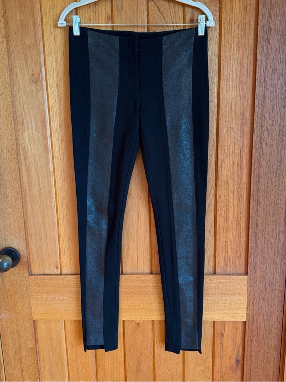 Nicole Miller Black Pants with Metallic Front Panels